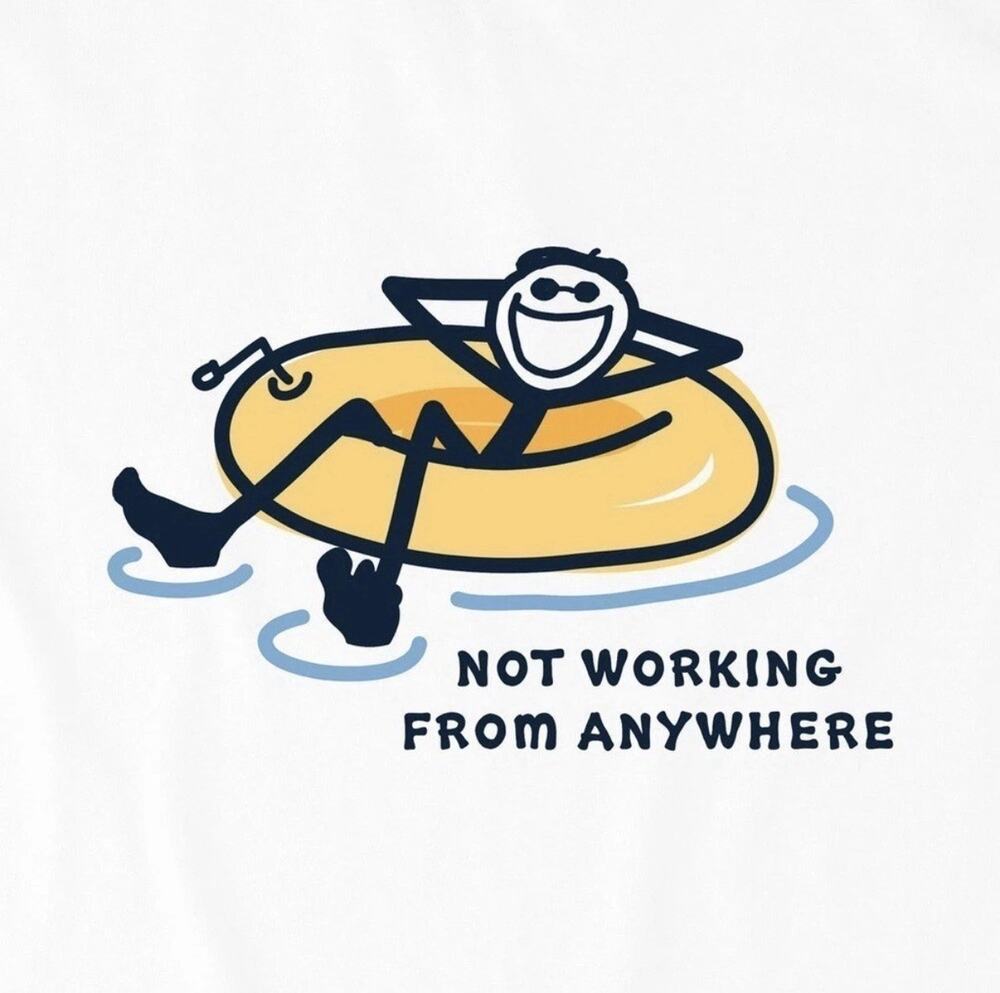 XL, Life Is Good White T-Shirt with Man Floating in Inner Tube and Golf Cart